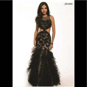 Jovani Prom Formal Black Lace Dress Mermaid  SZ8